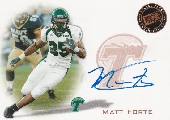 MATT FORTE 2008 PRESS PASS AUTOGRAPH CARD