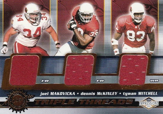 2001 IMPRESSIONS TRIPLE GAME USED JERSEY CARD / CARDINALS