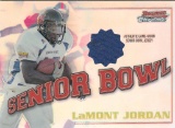 LAMONT JORDAN 2001 BOWMAN CHROME REFRACTOR SENIOR BOWL JERSEY CARD