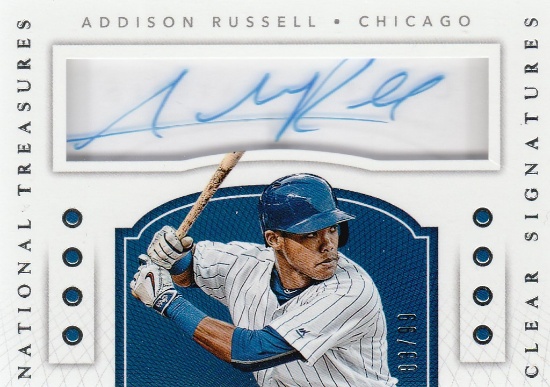 ADDISON RUSSELL 2016 NATIONAL TREASURES CLEAR SIGNATURES AUTOGRAPH CARD