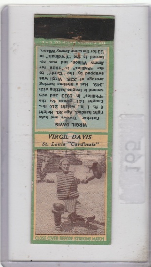 VIRGIL DAVIS 1935-36 MATCHBOOK / CARDINALS