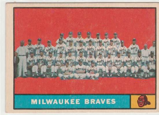 MILWAUKEE BRAVES 1961 TOPPS TEAM CARD #463 / AARON