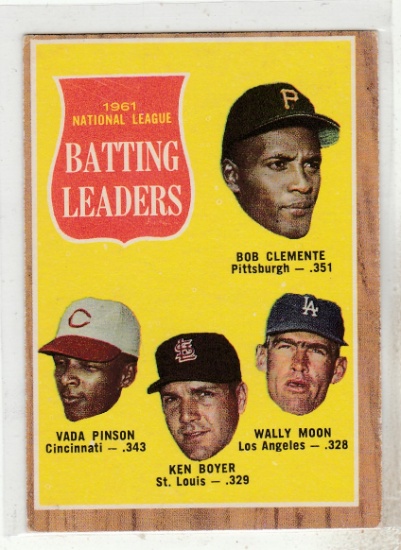 1962 TOPPS CARD #52 BATTING LEADERS / CLEMENTE