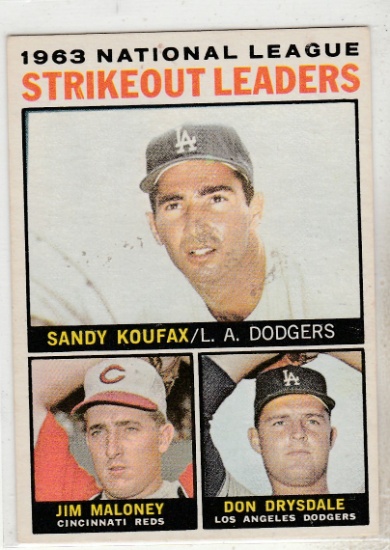 1964 TOPPS CARD #5 STRIKEOUT LEADERS / KOUFAX