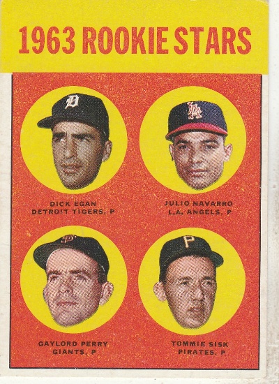 GAYLORD PERRY 1963 TOPPS ROOKIE CARD #169