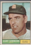 CURT SIMMONS 1961 TOPPS CARD #11