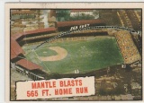 MICKEY MANTLE 1961 TOPPS CARD #406 / MANTLE BLASTS HOME RUN