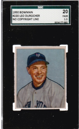 LEO DUROCHER 1950 BOWMAN CARD #220 / GRADED
