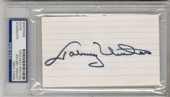 JOHNNY UNITAS PSA AUTHENTICATED SIGNED INDEX CARD
