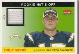PHILIP RIVERS 2004 FLEER TRADITION HATS OFF ROOKIE PIECE OF HAT CARD