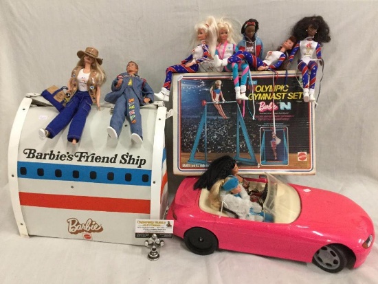 1970s Barbie Friend Ship / 74 Gymnast set/96 car Works /9 barbies 1966 to 2000
