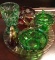 Selection of vintage cut crystal and antique glass - includes ruby glass and green bohemian crystal
