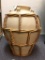 Vintage asian inspired clay planter / rice jug with woven straw lattice