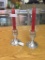 Pair of stunning Rogers Sterling Silver candle holders with etched glass shade - weighted
