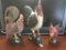 Set of three indonesian wooden Roosters w/ great colors