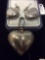 Pair of sterling silver heart earrings and matching heart pendant
