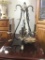 Vintage black iron and filagree detail hanging chandelier - gothic influence