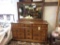 Vintage maple long dresser w/ batwing pull and matching mirror - ethan allen?