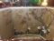 Japanese folding tabletop hand painted screen - as is