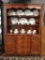 Wonderful French Provencial repro maple china cabinet/hutch w/ batwing pulls & serpentine front