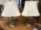 2 brass living room lamps with rectangle shades