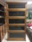 Modern oak 5 drawer lawyers bookcase with sliding glass doors - antique inspired