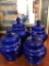 Set of four vintage cobalt blue glazed kitchen canisters