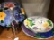 Set of 4 hand painted floral and fruit themed serving pieces