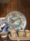 Selection of hand painted italian and polish pottery incl. tea accompaniment set