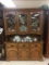 Rustic country chic Ethan Allen hutch china cabinet w/ batwing pulls and 