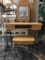 Wicker and metal vanity w/ mirror and bench - vanity missing drawer