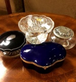 Selection of dresser boxes - incl. Limoges cobalt box and Nachtmann bowl - as is