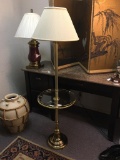 Mid century glass and brass lamp/end table