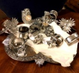 Wow nice collection of antique & vintage ornate napkin holders & tray w/ one sterling silver napkin