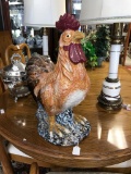 Huge ceramic hand painted rooster w/ makers mark on bottom - vintage asian piece