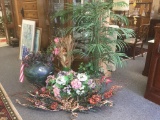 Selection of faux plants and planters - as is