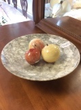 Wonderful marbled glass fruit in Marble elevated bowl