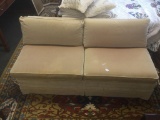 Mid century cream colored micro fiber couch