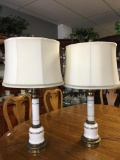 Gorgeous white porcelain and gold trim table lamps - timeless look