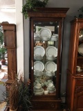 WOW - Antique Hekman curio cabinet with deco columns and burled inlay - needs new lock - $495 tag