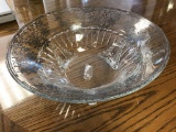 Antique sterling silver overlay footed glass bowl