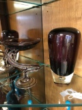 2 hand blown purple art glass pieces made in Poland