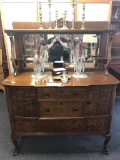 Gorgeous mid 1800's tiger oak ornate sideboard in good condition - $549 tag