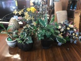 Selection of faux plants and planters + 