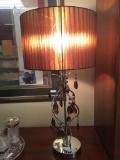 Gorgeous stainless and amber crystal table lamp with organic form