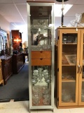 Modern metal and wood curio cabinet with drawers - $395 price tag - great for store display