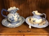 Set of vintage wash basin pitchers and bowls - including hand painted arnels