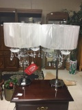 Set of modern crystal and stainless chandelier style lamps by coaster - see description