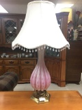 Stunning hand blown authentic Murano glass lamp - bubbled & fluted deign with brass base