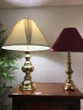Set of two lamps - large vintage brass & modern gold finish lamp